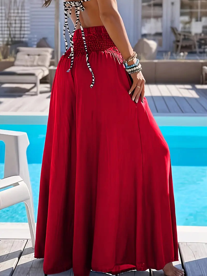 Pantalon d'été large à jambes évasées - Sarouel Femme