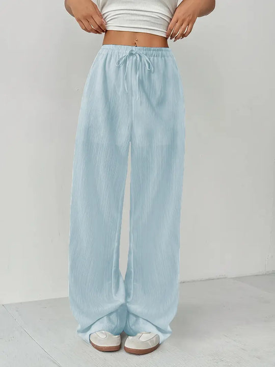 Pantalon Large d'été Léger à Taille Élastique Femme
