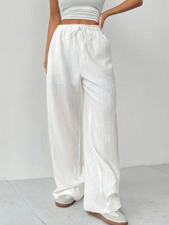 Pantalon Large d'été Léger à Taille Élastique Femme