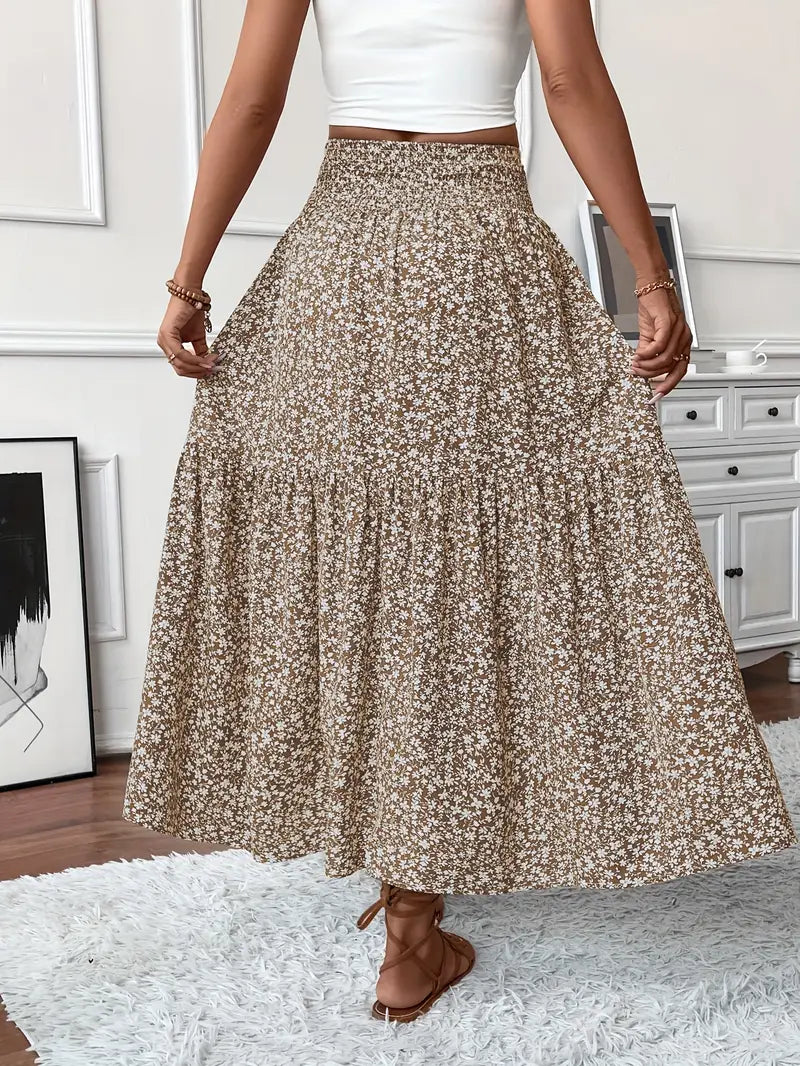 Jupe Midi d'été à Motif Fleuri Femme