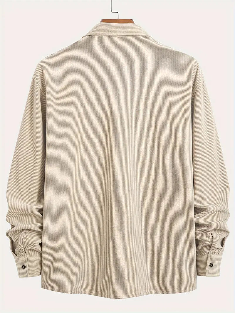 Chemise D'Été à Manches Longues pour Homme en Velour Côtelé