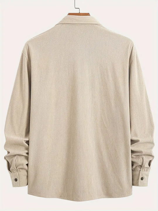 Chemise D'Été à Manches Longues pour Homme en Velour Côtelé