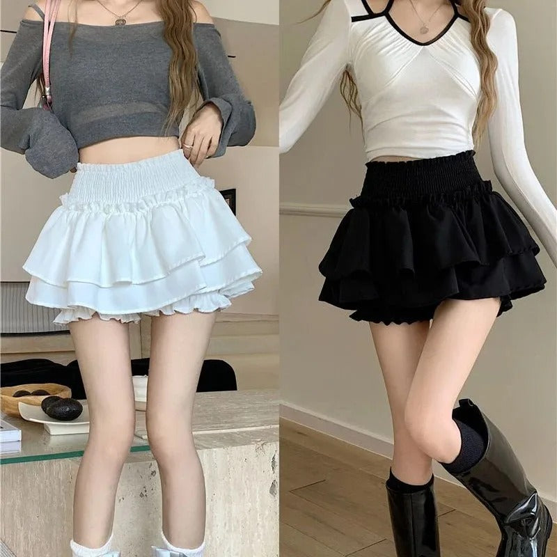 Mini Jupe Ballet d'Été à Volants Élastique Femme