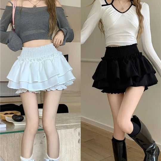 Mini Jupe Ballet d'Été à Volants Élastique Femme