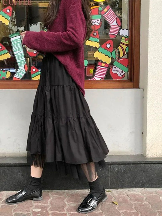 Jupe Mi-Longue d'Été  en Tulle Plissé Femme