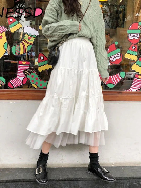 Jupe Mi-Longue d'Été  en Tulle Plissé Femme
