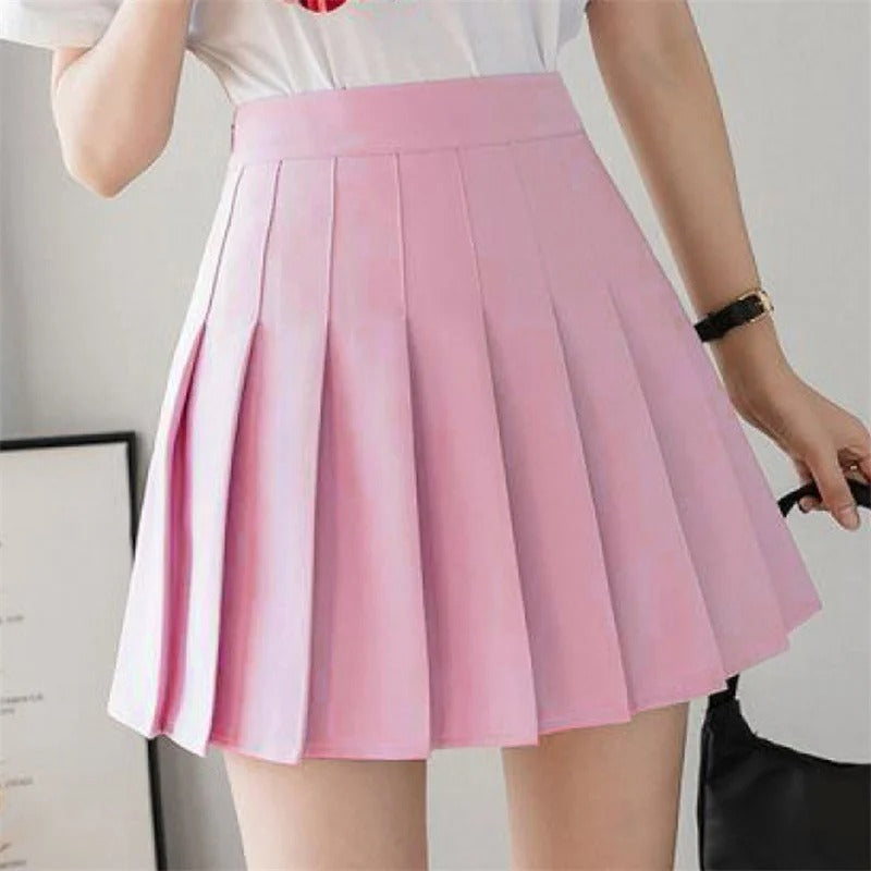 Mini Jupe Plissée d'Été Taille Haute Femme