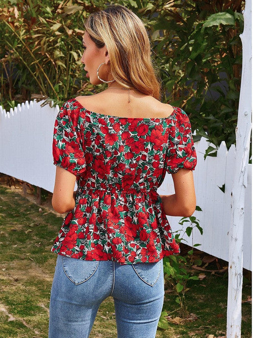 Haut T-shirt Imprimé d'Été à Manches Courtes Femme