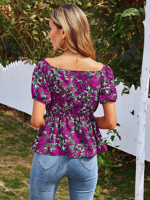 Haut T-shirt Imprimé d'Été à Manches Courtes Femme