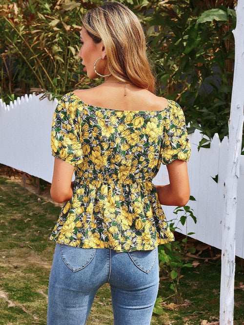 Haut T-shirt Imprimé d'Été à Manches Courtes Femme